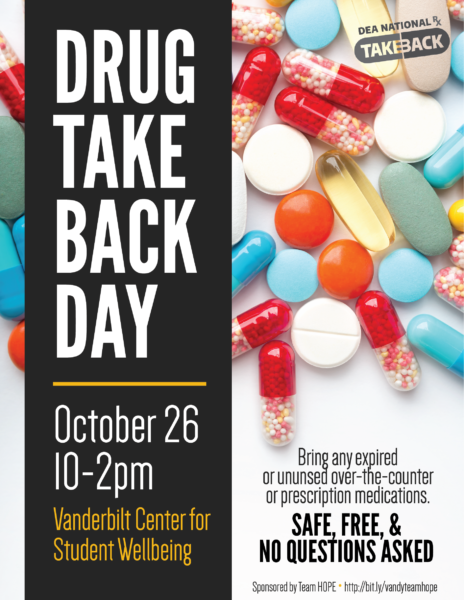 Turn in unused medications at Drug Take Back Day | Vanderbilt University