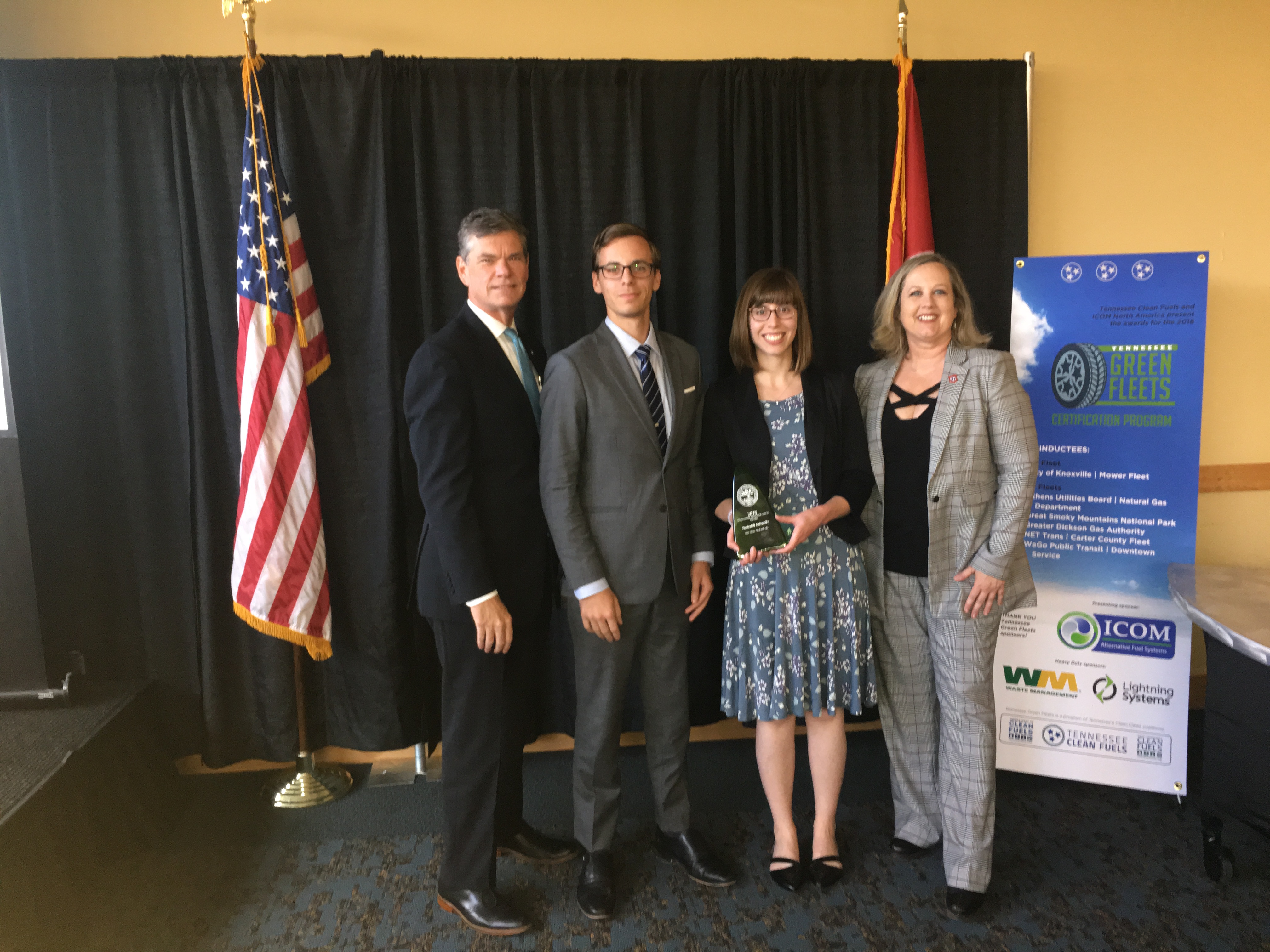 L-r: Daniel E. Pallme, assistant chief of environment and planning for TN Department of Transportation; Will Barbour, Vanderbilt University; Ashley Majewski, Vanderbilt University; Shari Meghreblian, commissioner, TN Department of Environment and Conservation
