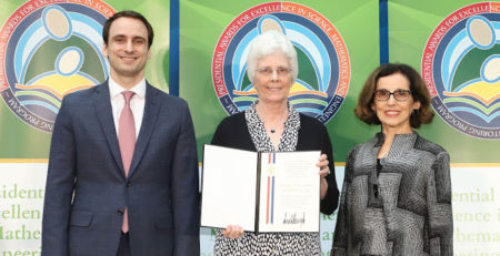 Shepherd (center) with NSF Director France Cordova and White House official. photo courtesy of the National Science Foundation