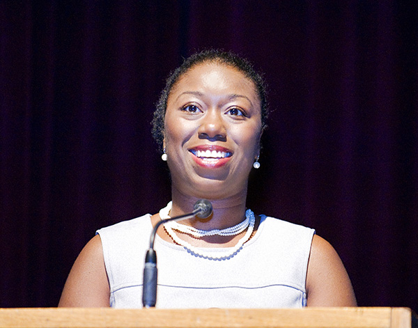 Charlane Oliver, community liaison for Rep. Jim Cooper and Peabody '05, introduced him at the inaugural Summer Institute (Vanderbilt University)