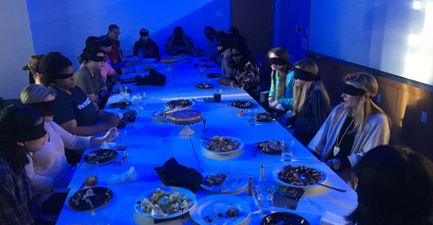 Dinner in the Dark challenged guests to eat a meal with others while blindfolded. (Photos courtesy of Deanna Meador)