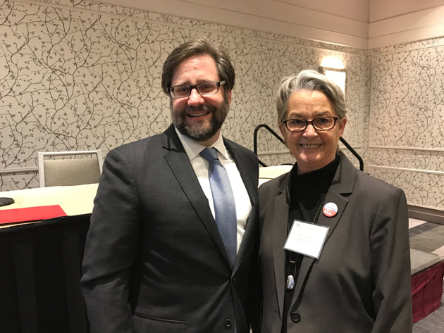 Jon Parrish Peede, senior deputy chairman of the National Endowment for the Humanities and NEH chairman nominee, and Mona Frederick, executive director of the Robert Penn Warren Center for the Humanities at Vanderbilt. (Vanderbilt University)