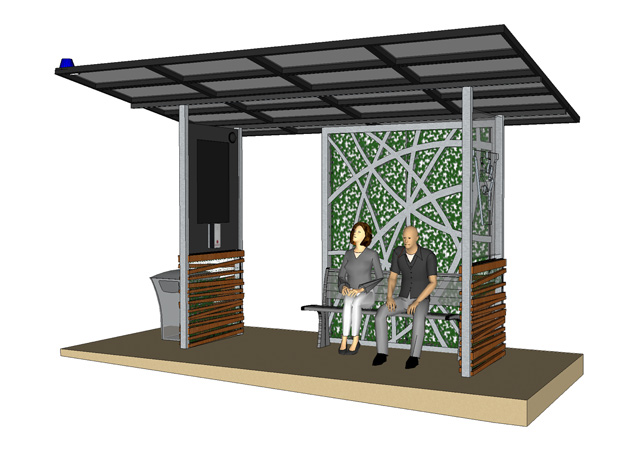 A sketch of the newly designed Vandy Van shelters to be installed at various stops throughout campus. (Vanderbilt University Public Safety)