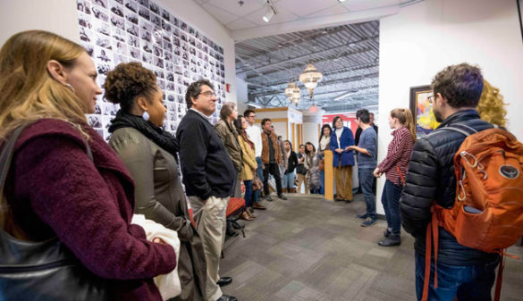 Faculty, students, staff and community members joined Chancellor Nicholas S. Zeppos for a rich day of learning about the diverse communities that call Nashville home. The first stop was Casa Azafran, a cultural center in South Nashville that has been coined "The Gateway to Nashville’s International District." (John Russell/Vanderbilt)