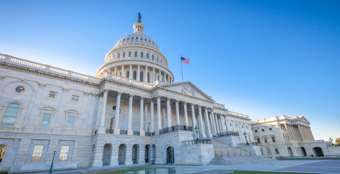 Low angled view of the U.S. Capitol East Facade Front in Washington, DC. (iStockphoto)