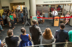 Chancellor Nicholas S. Zeppos delivers remarks at the Sept. 19 grand opening of the Student Center for Social Justice and Identity. (Vanderbilt University)