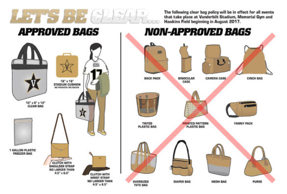 vanderbilt policy clear bag sec stadium employee tailgate saturday compliance southeastern conference football games