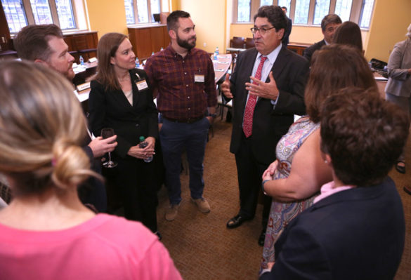 Chancellor Nicholas S. Zeppos (right) addresses members of the 2017 cohort of the Vanderbilt Leadership Academy. (Vanderbilt University)