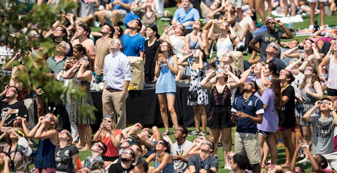 Vanderbilt students, faculty and staff celebrated the total solar eclipse on Aug. 21, 2017. (Vanderbilt University)