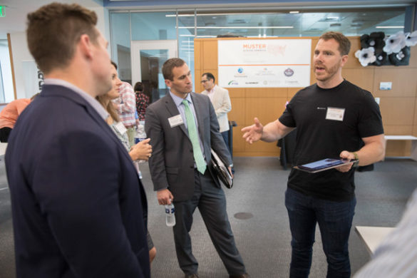 Menud founder Neil Whitney shares his startup pitch at the Muster Across America launch May 24 at the Wond'ry. (John Russell/Vanderbilt) 