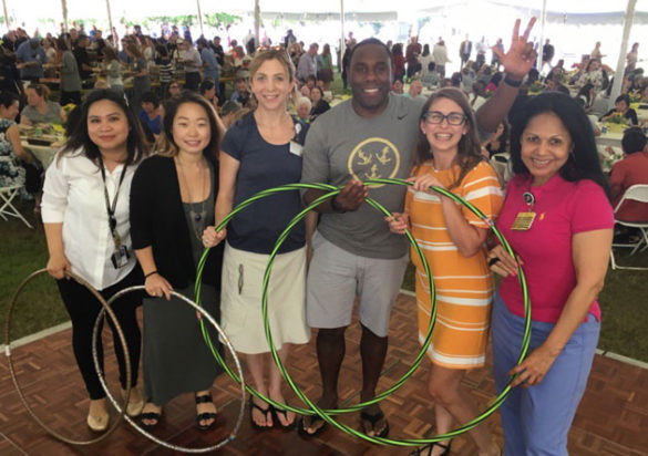 Head football coach Derek Mason celebrates with staff at the 2017 Employee Appreciation Picnic. (Vanderbilt University)