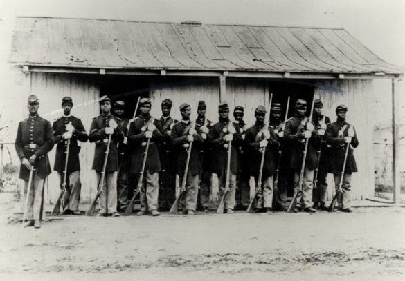 From Ken Burns' "The Civil War." Union Army, Provost Guard of the 107th Colored Infantry at Fort Corcoran. (credit: Library of Congress)