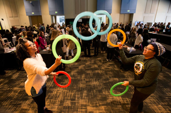 Student jugglers entertained attendees of the GO THERE campaign kickoff at the Student Life Center. (Joe Howell/Vanderbilt)