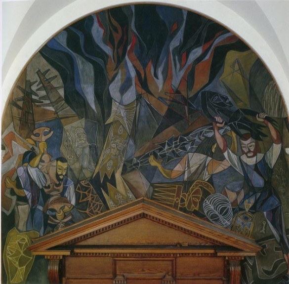"Dissiptation," one of six panels from artist Hale Woodruff's mural, "The Art of the Negro" (1950-51).