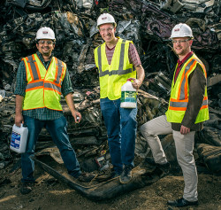 research team at junkyard