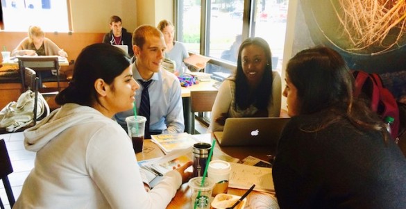 Team meeting over coffee