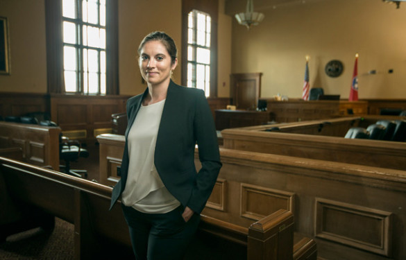 Sara Mayeux was photographed in the Metro Courthouse's Third Circuit Courtroom. (Daniel Dubois/Vanderbilt)