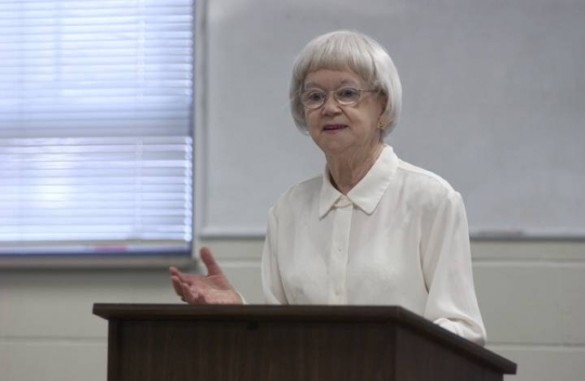 Jane Barr returned to Vanderbilt Divinity School to lecture in 2004. (Daniel Dubois/Vanderbilt)