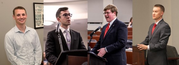 composite of four students arguing in court