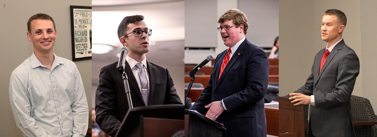 composite of four students arguing in court