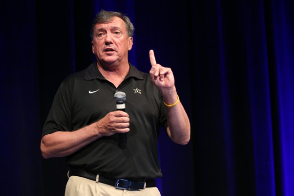 Geoff MacDonald, head coach of Vanderbilt’s women’s tennis team, winners of the 2015 NCAA Championship, at the Student Life Center July 21. (John Russell/Vanderbilt)