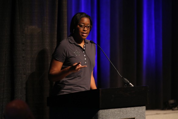 Associate Vice Chancellor for University Affairs and Deputy Athletic Director Candice Story Lee at the Coach Forum July 21. (John Russell/Vanderbilt)