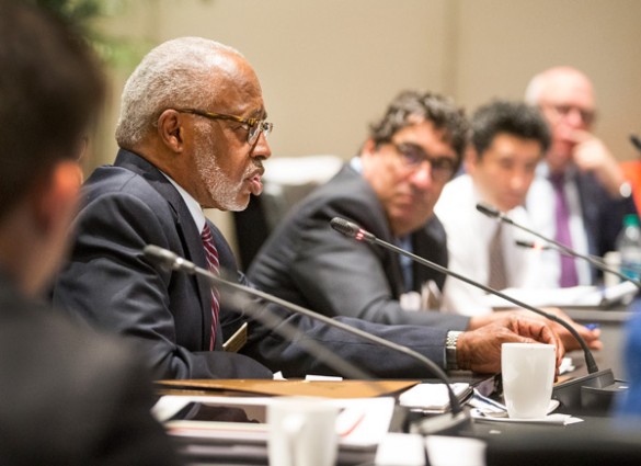 Vice Chancellor for Equity, Diversity and Inclusion George C. Hill spoke to members of the Visiting Advisory Board for Diversity and Equity June 10 at the Student Life Center. (Joe Howell/Vanderbilt) 