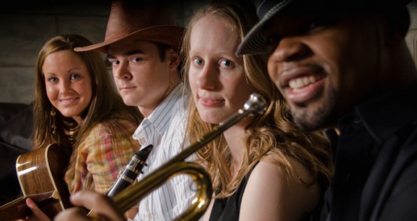 a group of young musicians and instruments