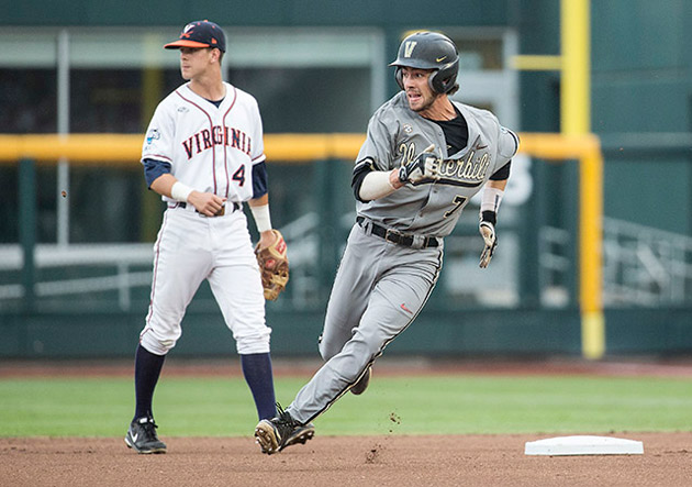 No. 7 Dansby Swanson rounds the bases in game two of the 2015 College World Series.