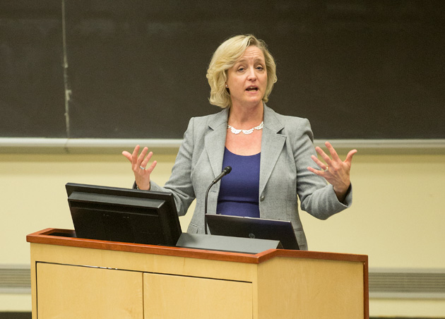 Provost Susan Wente discussed building trust in the workplace at the CARE event March 25. (Joe Howell/Vanderbilt)