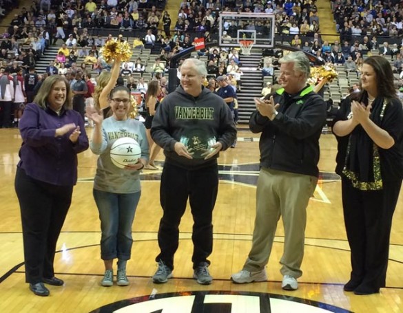 L-r: SEMO Director Andrea George; Angela Hunt-Steele and Randy Blakely, award winners; and Robert Cheney and Jennifer Noe, Waste Management, Inc.