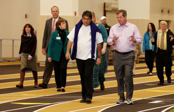 Chancellor Nicholas S. Zeppos and Mayor Karl Dean at the Senior Leader Walk Dec. 2. (Anne Rayner/Vanderbilt)