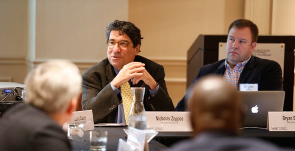 Chancellor Nicholas S. Zeppos addresses the Nashville meeting of the 2014-15 ACE Institute for New Presidents. (John Russell/Vanderbilt)