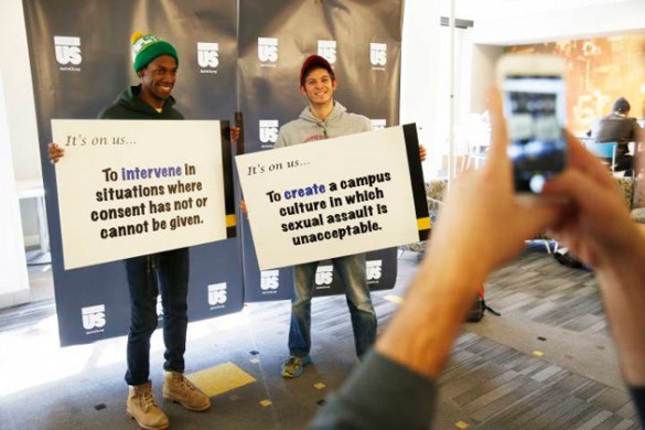 Vanderbilt students participate in the social media campaign to raise awareness of the national "It's On Us" initiative. (Vanderbilt University)