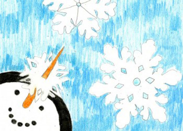 The “Smiling Snowman” holiday card features art by Allison Rogers, age 15.