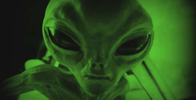 green alien face