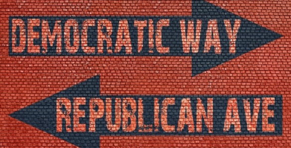 Democrat Republican opposite arrows concept