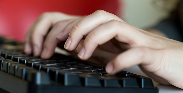 typing on computer keyboard