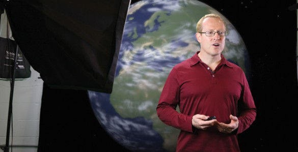 Professor of Computer Science Doug Schmidt films a video for Coursera. (Susan Urmy/Vanderbilt)