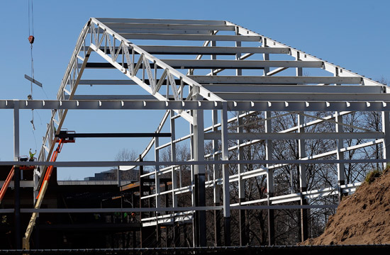 The north end of the new multipurpose facility is taking shape. (Joe Howell/Vanderbilt)