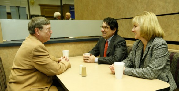 Rep. Harry Brooks, R-Knoxville, meets with Chancellor Nicholas S. Zeppos and Vice Chancellor for Public Affairs Beth Fortune at Vanderbilt's 12th annual Day on the Hill Jan. 30 (John Russell/Vanderbilt)