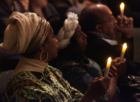 The candlelight vigil at Langford Auditorium. (Steve Green/Vanderbilt)