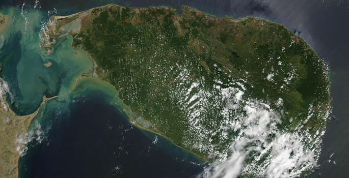 Sri Lanka satellite view