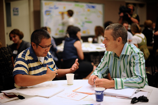 Participants brainstorm and collaborate at the first Curb Creative Practice Boot Camp in September 2011. (Vanderbilt University) 