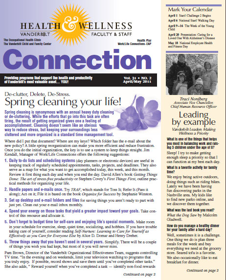 Faculty Staff Health Wellness Newsletter For April May Now Online Vanderbilt University