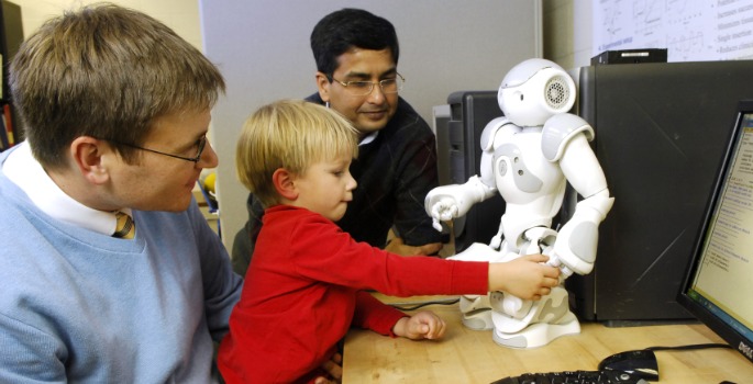 Robotic technology is used to help children with autism.