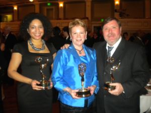Lewis, Slattery, Pearce at 2011 Emmy Awards (Ben WOlf_