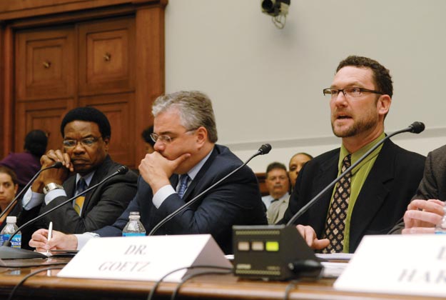James Fraser, right, associate professor of human and organizational development, testified before the Congressional Subcommittee on Housing and Community Opportunity on July 29. U.S. Rep. Maxine Waters invited Fraser to testify. Fraser’s testimony included his research on public housing, recommendations on federal public housing policy and management, community building, and the future of public housing stock. Fraser studies urban redevelopment, particularly how cities remake themselves in response to globalization, and how citizens participate in these efforts. 