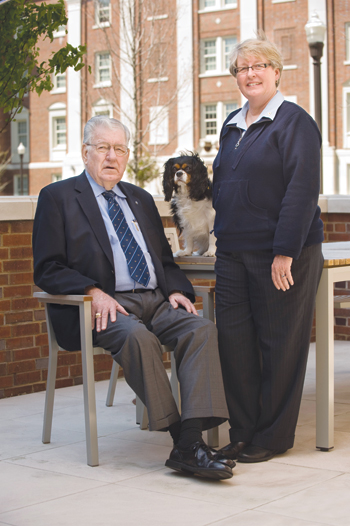 Professor Sharon Shields, her dad and her dog have found community on campus.