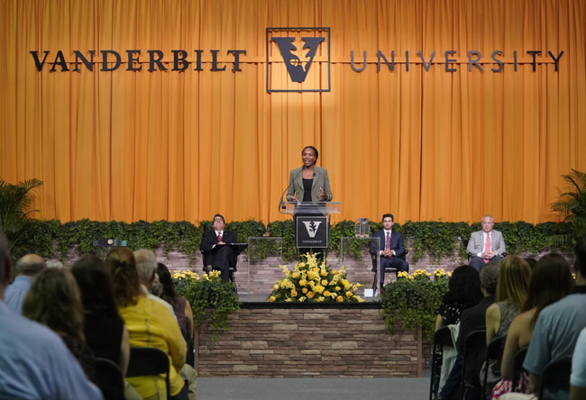 Tennis champion, entrepreneur and equal rights advocate Venus Williams imparted wisdom to Vanderbilt University’s Class of May 9 in Memorial Gym. (Vanderbilt University)